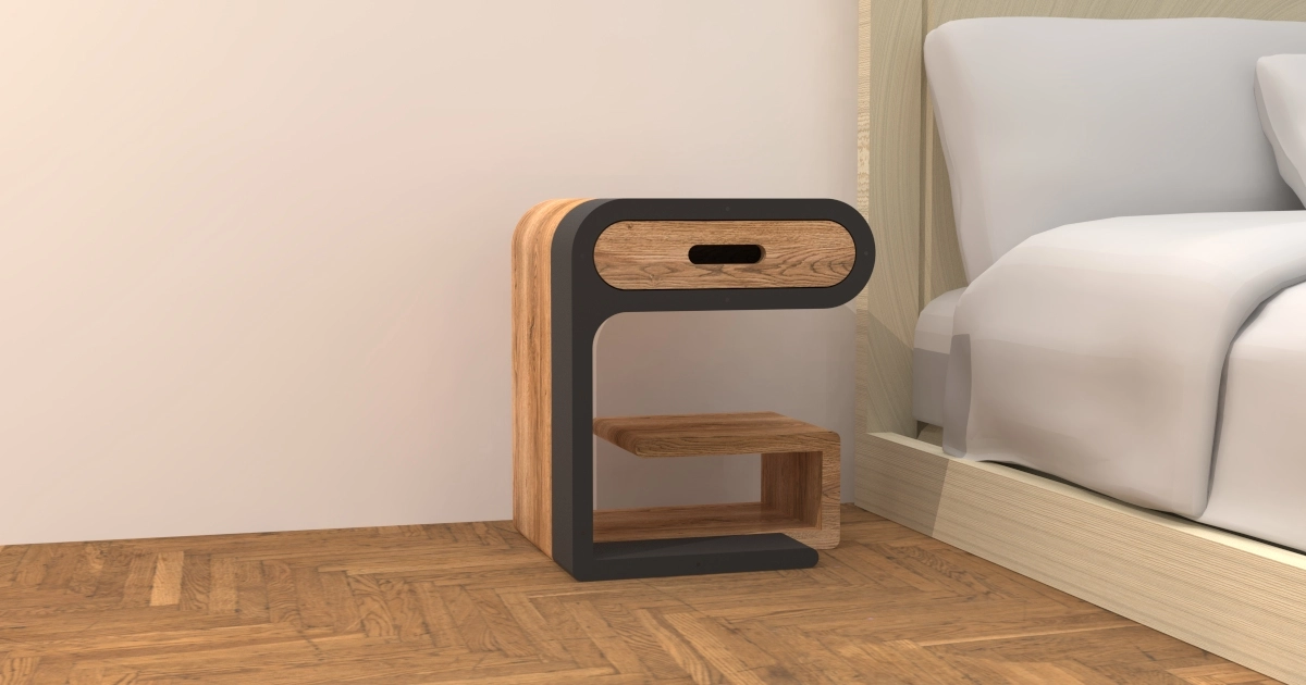 Bedside Table 3D/2D Parametric Model - 0