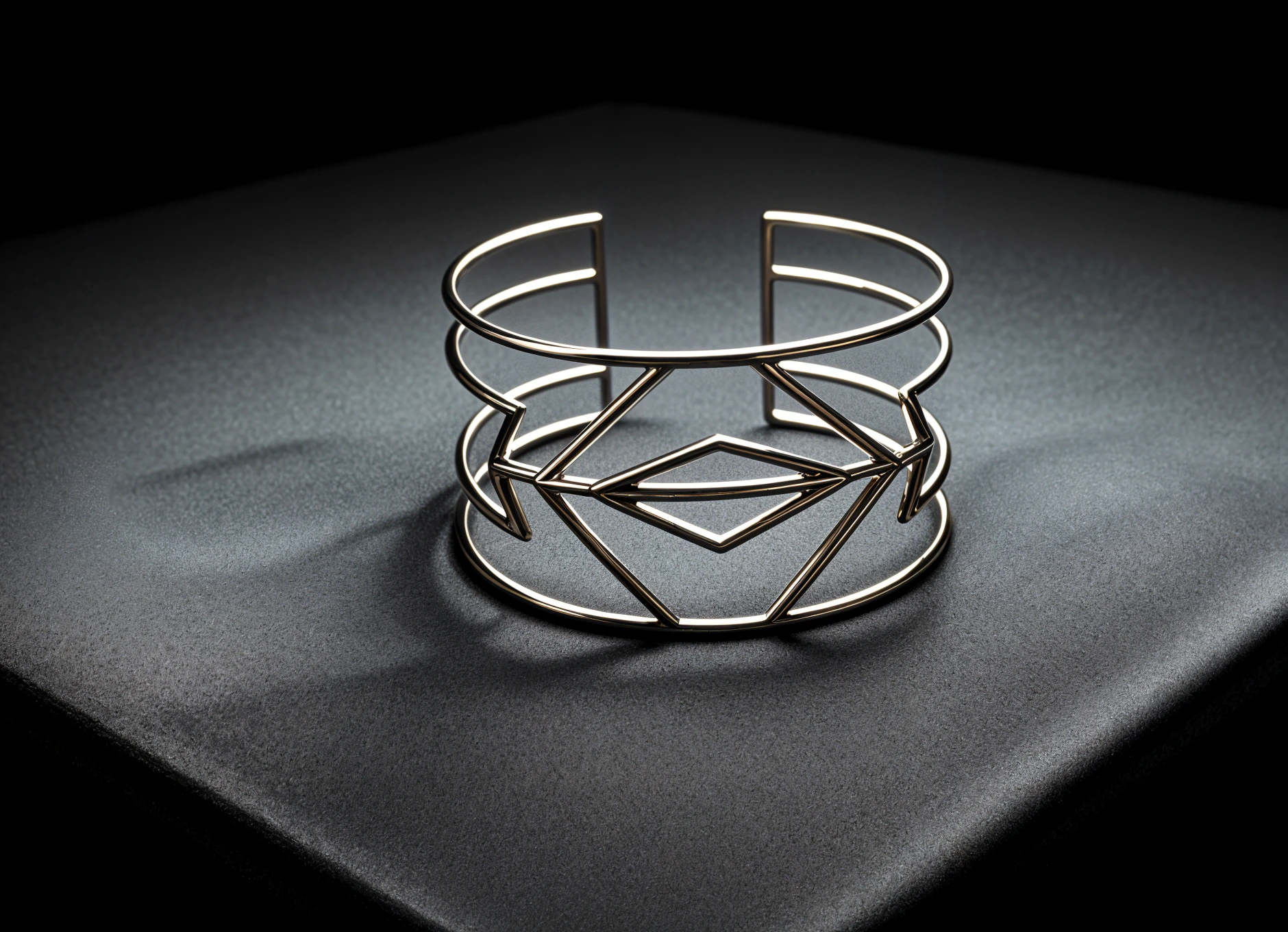 Sculpted Diamond Frame Cuff - 0