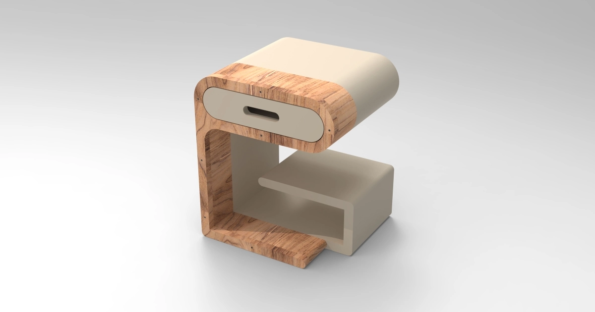 Bedside Table 3D/2D Parametric Model - 1