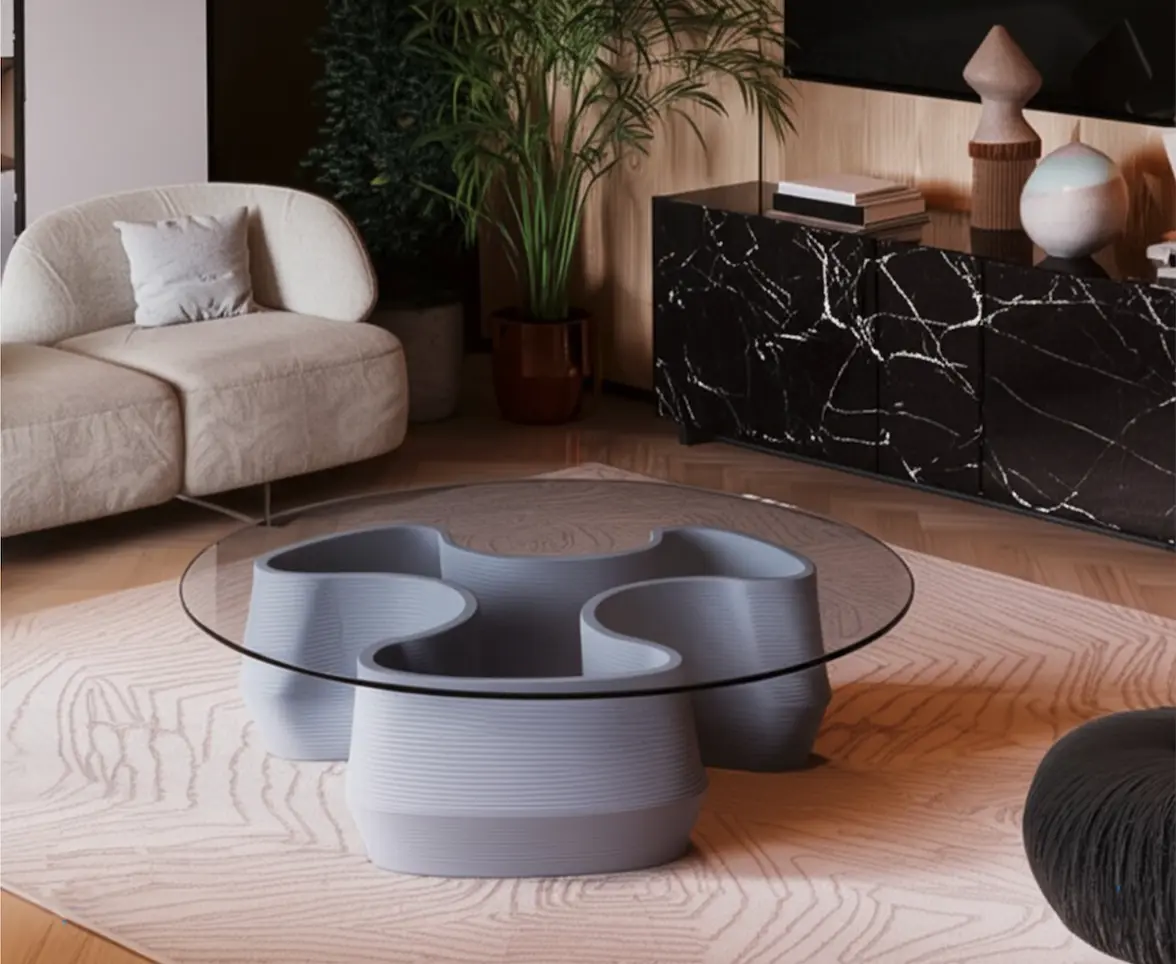 Concrete Table with Glass Top - 3