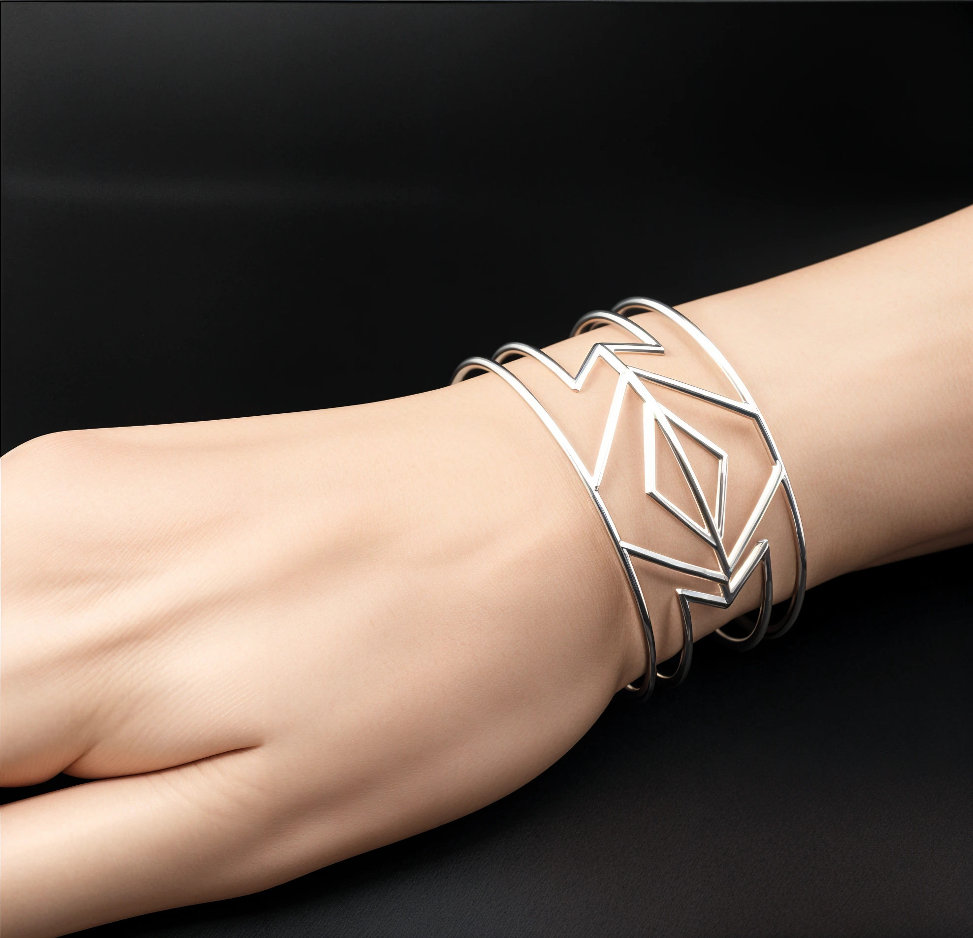 Sculpted Diamond Frame Cuff - 8
