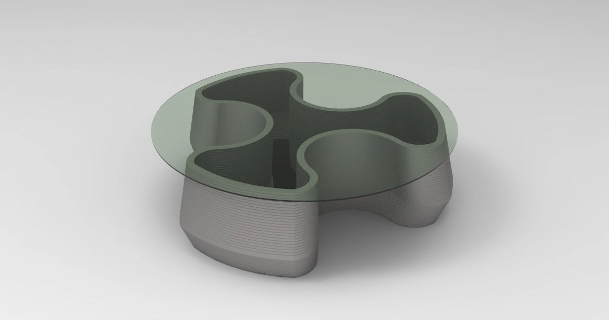 Concrete Table with Glass Top - 0