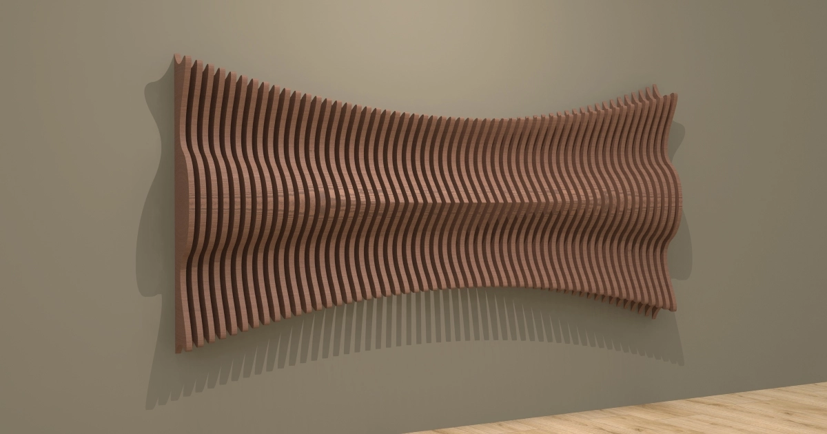 Flowing Wooden Slat Wall 3D/2D Parametric Model - 1