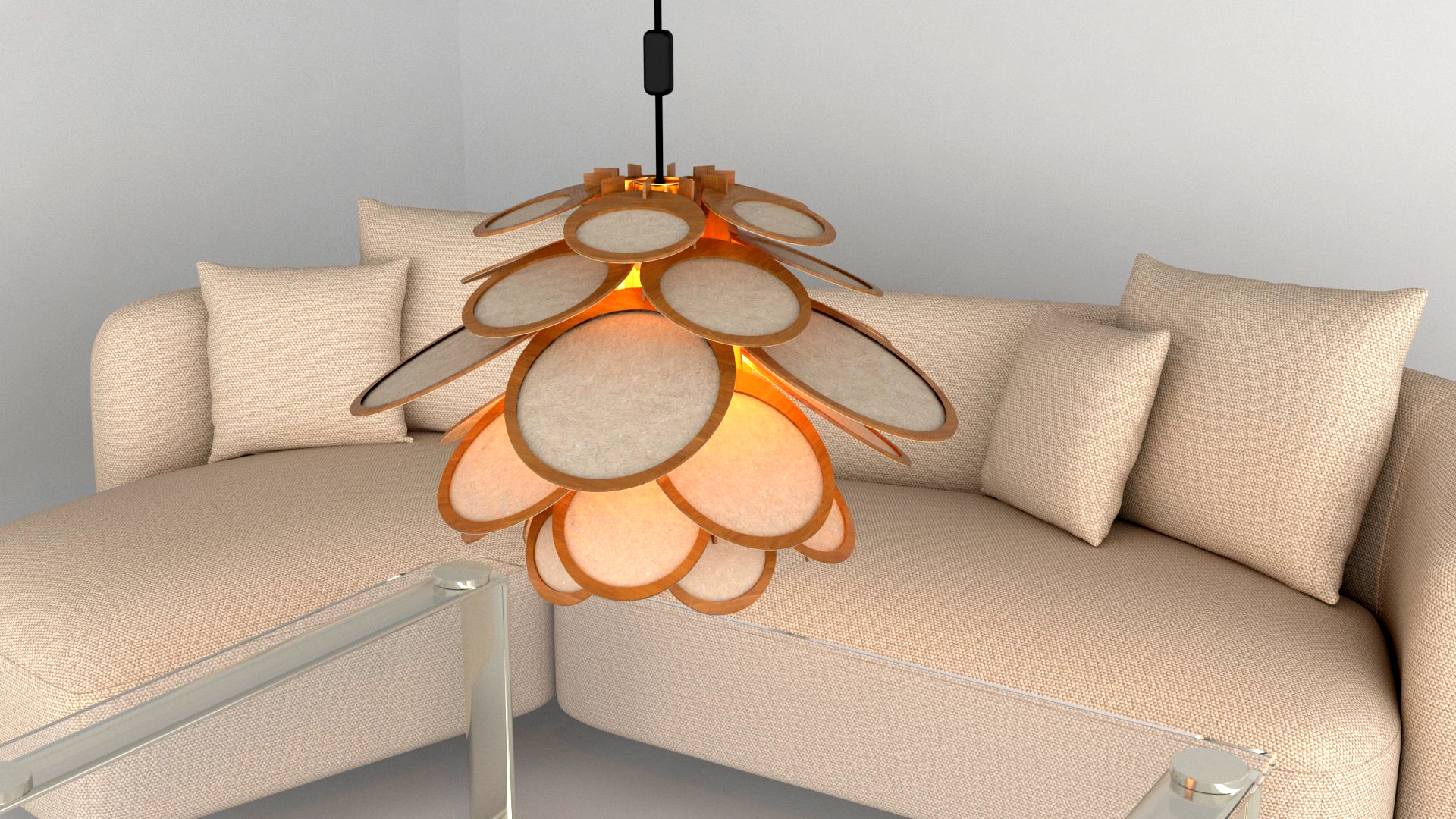 Lampshade with translucent paper diffusers - 0