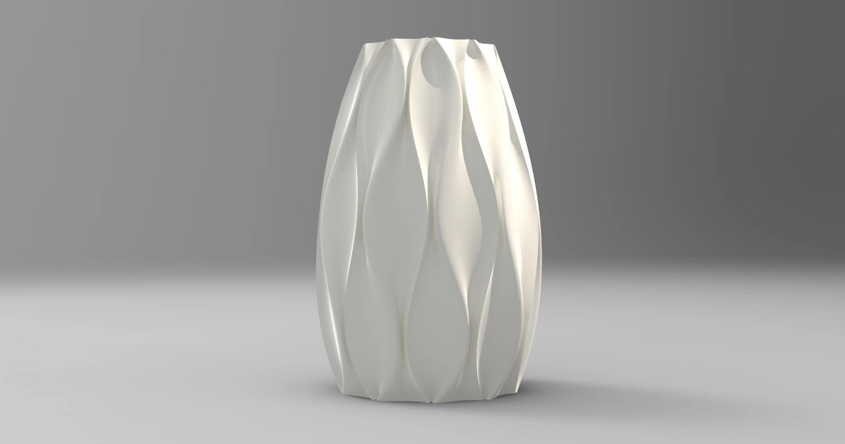 Geometric Pleated Vase 3D Model - 0