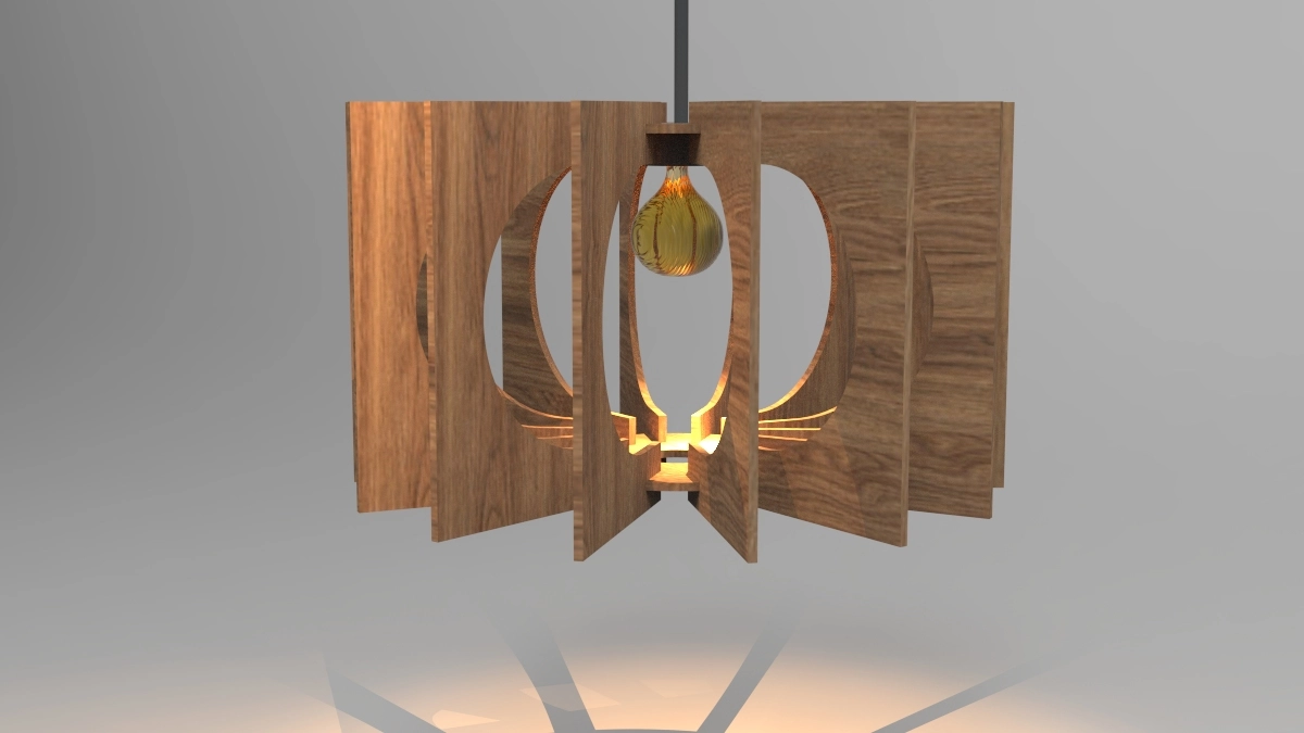 Wood Pendant Light 2D/3D Parametric Model  - 0