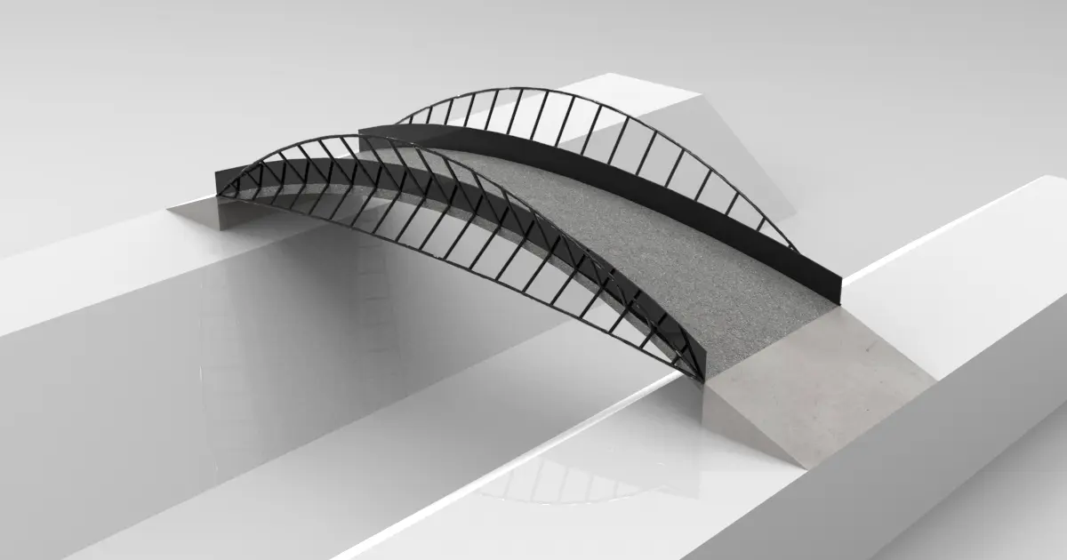 Bridge Curved 3D Parametric Model - 0