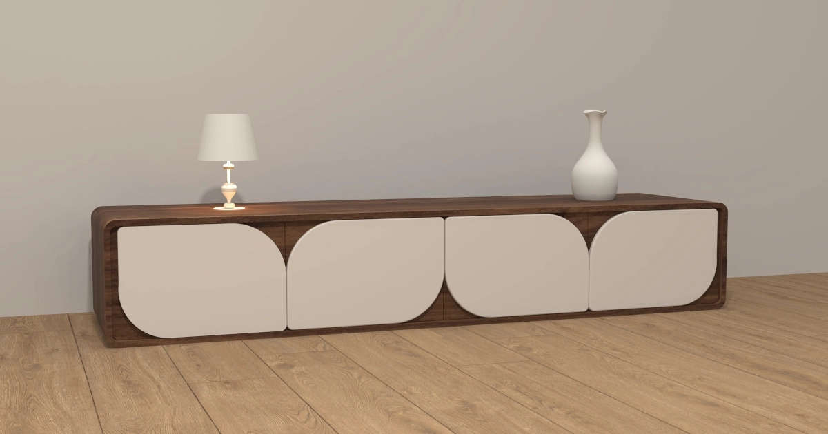 Curved Sideboard 2D/3D Parametric Model  - 0