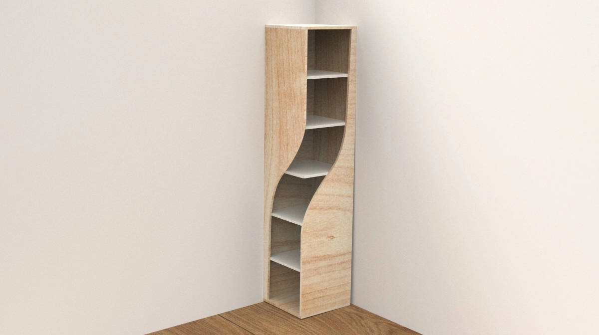 Wall Corner Bookcase 2D/3D Parametric Model - 0