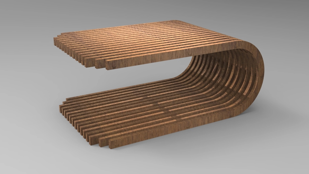 Bentwood Coffee Table 2D/3D Parametric Model - 0