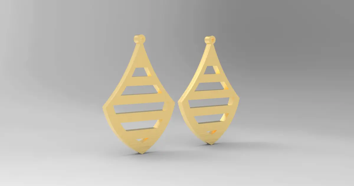 Earring Rhombus: 3D/2D Parametric Model - 0