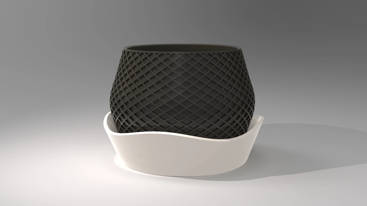 Planter With Plate 3D Paremetric Model - 0