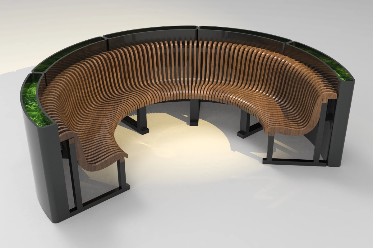 Arched Bench 3D Parametric Model - 0