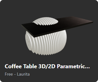 Coffee Table 3D/2D Parametric Model by Laurita
