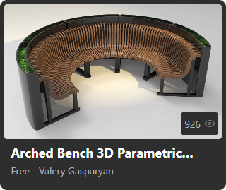 Arched Bench 3D Parametric Model by Valery Gasparyan