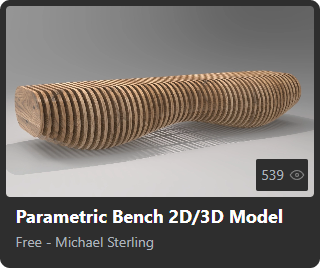 Parametric Bench 2D/3D Model by Michael Sterling