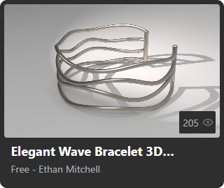 Elegant Wave Bracelet 3D Parametric Model by Ethan Mitchell