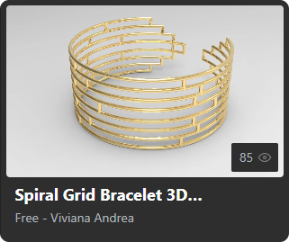 Spiral Grid Bracelet 3D Parametric Model by Viviana Andrea
