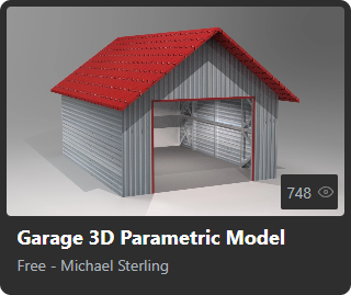 Garage 3D Parametric Model by Michael Sterling