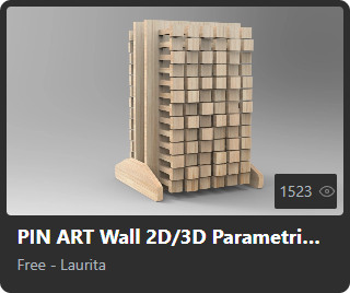 PIN ART Wall 2D/3D Parametric Model by Laurita