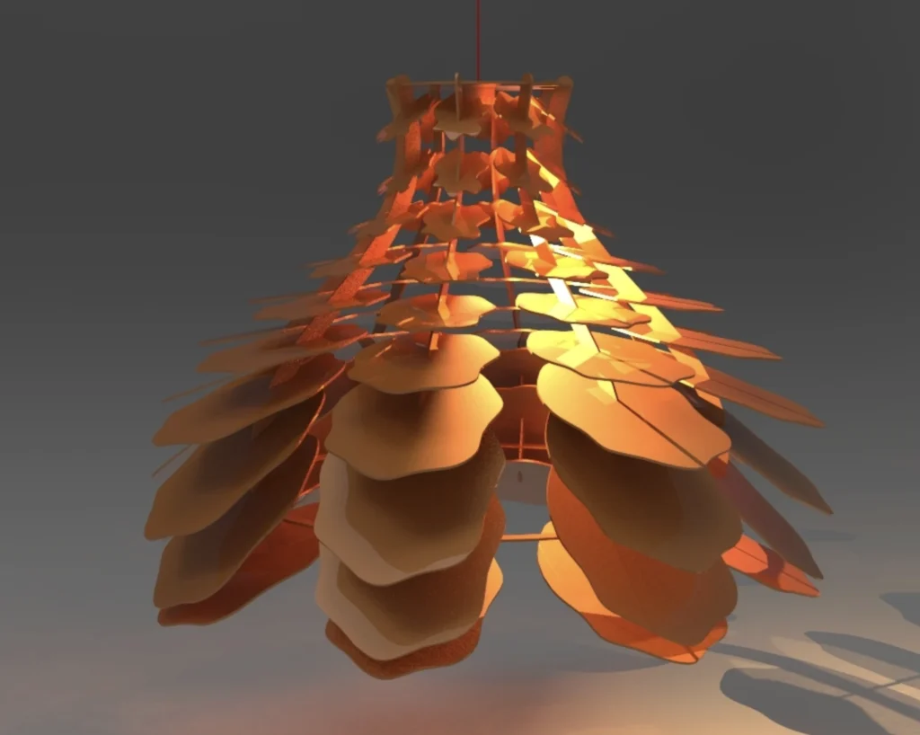 Petals Lampshade by Eda Özaltay – a student-designed parametric lighting fixture inspired by blooming flower patterns, created on the BeeGraphy platform
