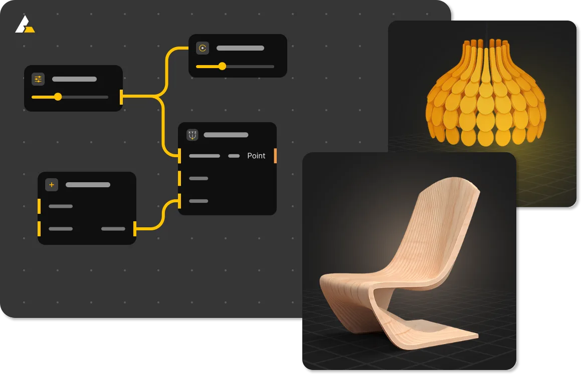 The BeeGraphy Editor generating a parametric product from a node graph