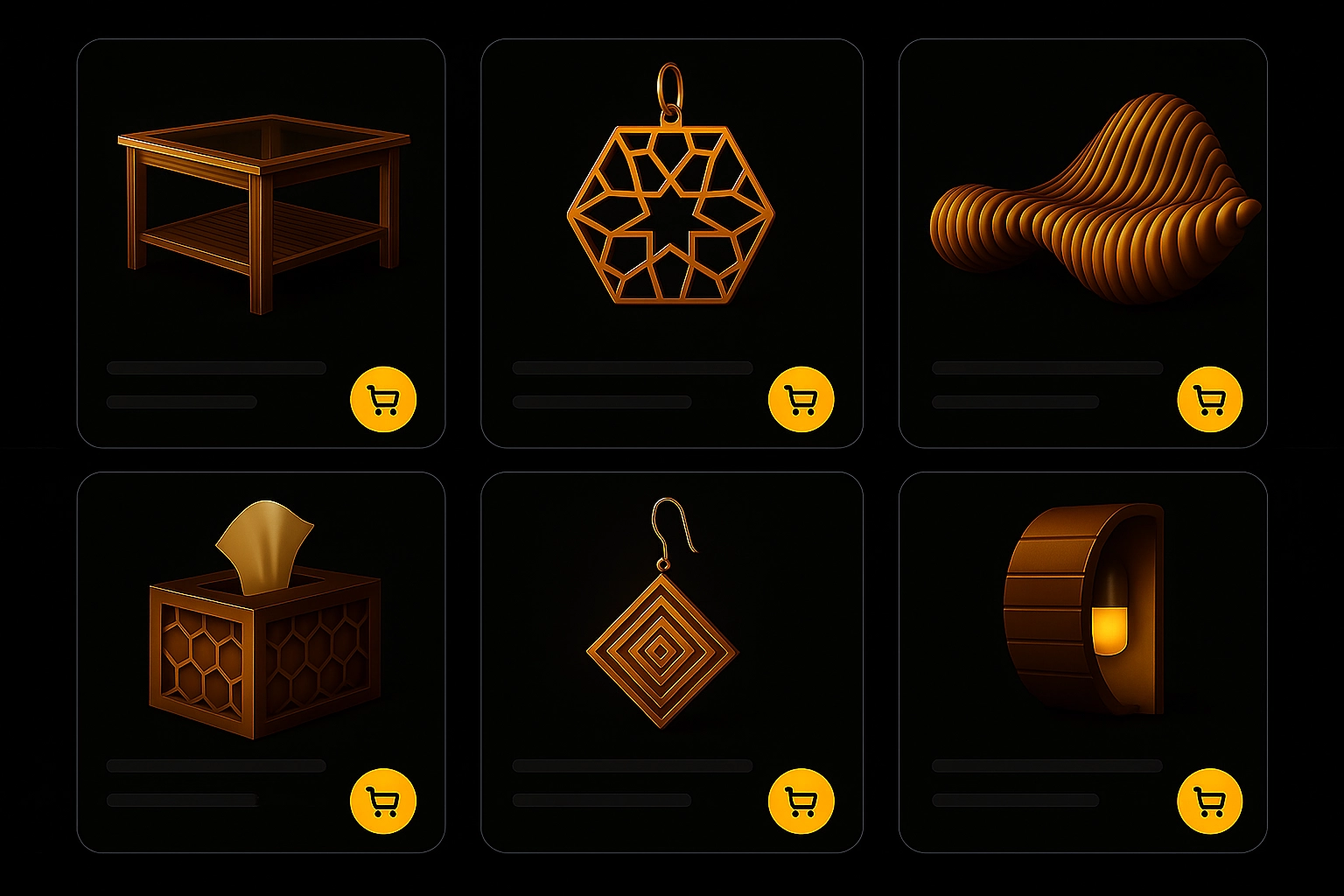 Community marketplace showcasing parametric 3D designs and scripts from global designers